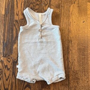 Childhoods Clothing Gray Striped Baby Romper